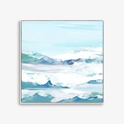John Lewis Valeria Mravyan - High Tides I Framed Canvas Print, 104.5 x 104.5cm, Blue