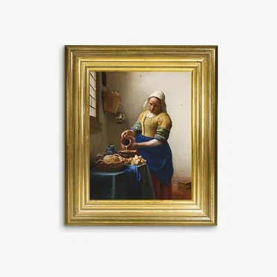 John Lewis Johannes Vermeer - 'The Milkmaid' Framed Canvas, 35 x 30cm, Yellow/Multi