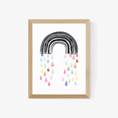 John Lewis EAST END PRINTS Wonder & Rah 'Rainbow Rain' Framed Print