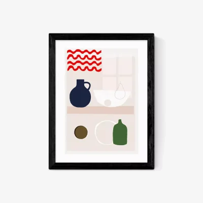 John Lewis EAST END PRINTS Francesca Iannaccone 'Kettle's Yard Red Curtains' Framed Print