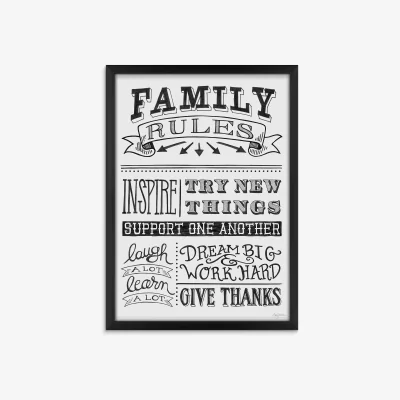 John Lewis Mary Urban - Family Rules Framed Print, 54 x 39cm, Black/White