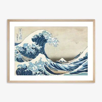 John Lewis Katsushika Hokusai - 'The Great Wave off Kanagawa' Framed Print & Mount, 62 x 82cm, Blue