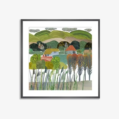 John Lewis Jane Robbins - 'Southease' Sussex Wood Framed Print & Mount, 52 x 52cm, Green