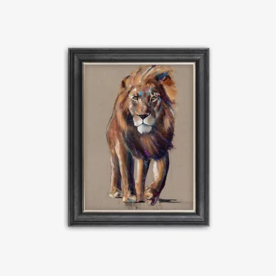 John Lewis Louise Luton - 'Breeze' Lion Framed Print, 96 x 76cm, Brown/Multi