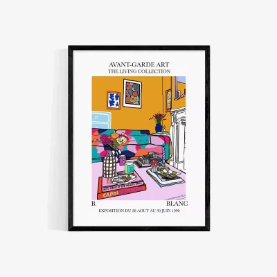 John Lewis EAST END PRINTS BLANC Prints 'Living Room' Framed Print