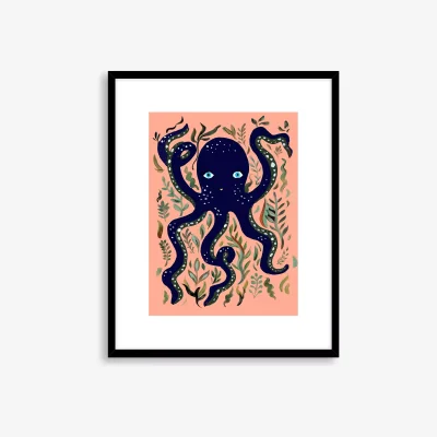 John Lewis Eleanor Bowmer Octopus Framed Print & Mount, 52 x 42cm, Pink/Multi
