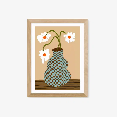 John Lewis EAST END PRINTS Miho Art Studio 'Party Floral Pottery' Framed Print