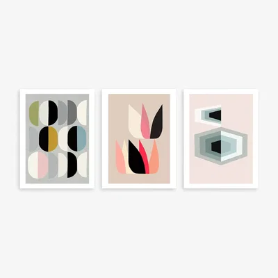 John Lewis John Lewis ANYDAY Inaluxe Abstract Unframed Print, Set of 3, 40 x 30cm, Pink/Multi