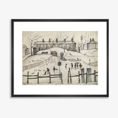 John Lewis LS Lowry - 'Houses In Broughton' Framed Print & Mount, 42 x 52cm, Grey