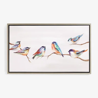 John Lewis Birds Chatting - Hand-Painted Framed Canvas Print, 65 x 105cm, Multi