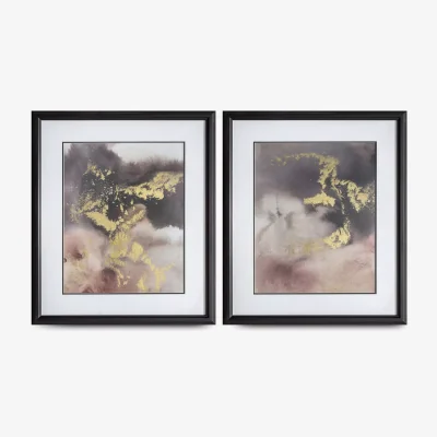 John Lewis Evening Shimmer - Framed Print & Mount, Set of 2, 72 x 62cm, Gold