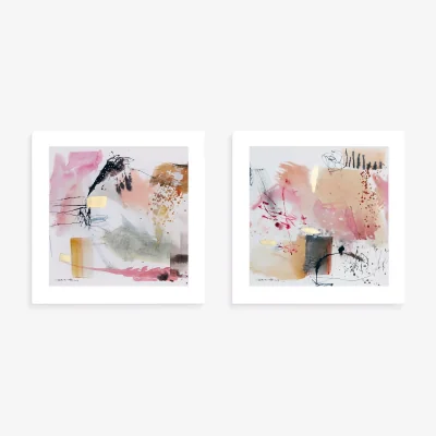 John Lewis Natasha Barnes - 'Impression' Framed Print, Set of 2, 61.5 x 61.5cm, Pink/Multi