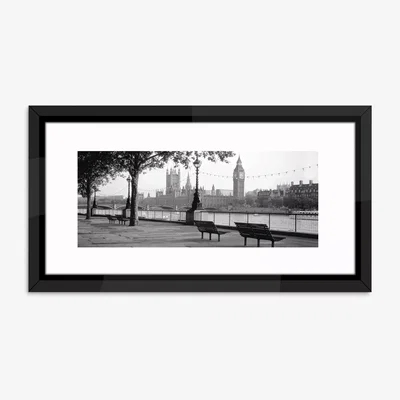 John Lewis London's Big Ben - Framed Print & Mount, 50 x 100cm