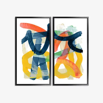 John Lewis Cartissi - 'Shuffling' Framed Canvas Prints, Set of 2, 84 x 44cm, Multi