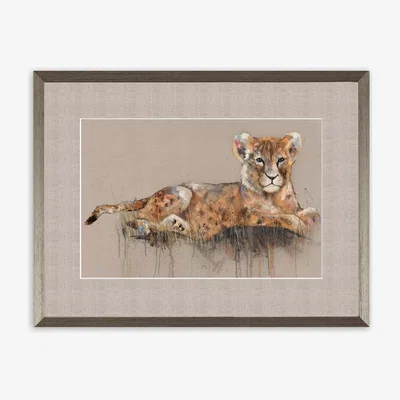 John Lewis Louise Luton - 'Can't Wait To Be King' Lion Framed Print & Mount, 32 x 42cm, Brown/Multi