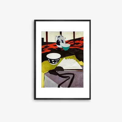 John Lewis Francis Cadell - 'Still Life The Grey Fan' Framed Print & Mount, 70 x 50cm, Grey/Multi
