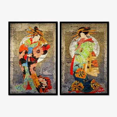 John Lewis John Butler - Geisha Entertainer Framed Print & Mount, Set of 2, 62 x 42cm, Multi