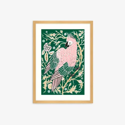 John Lewis Ellen Merchant - 'Parrot' Framed Print & Mount, 73.5 x 53.5cm, Green/Multi