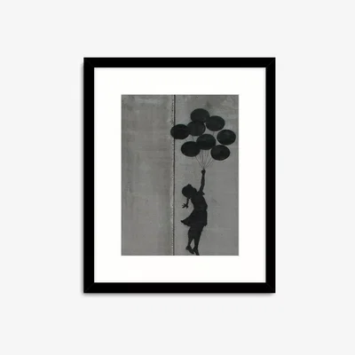 John Lewis Banksy - 'Flying Balloon Girl' Framed Print & Mount, 63.5 x 53.5cm, Grey