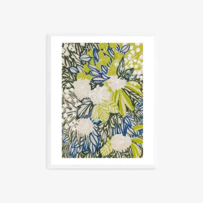 John Lewis Elena Blanco - 'Ink Floral' Framed Print, 52 x 42cm, Green/Multi