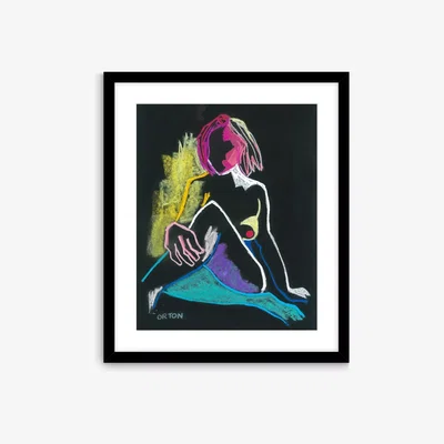 John Lewis Andrew Orton - 'Female Nude V' Framed Print & Mount, 63.5 x 53.5cm, Black/Multi