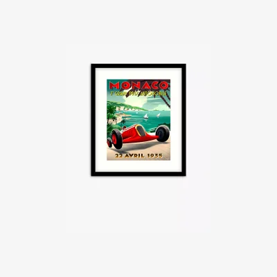 John Lewis Zucarto Art Studios - 'Monaco 1935 Grand Prix' Framed Print & Mount, 63.5 x 53.5cm, Green/Red