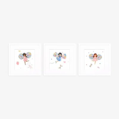 John Lewis little home at John Lewis Confetti Fairy Print Wall Art Gallery Set, Set of 3, 30 x 30cm