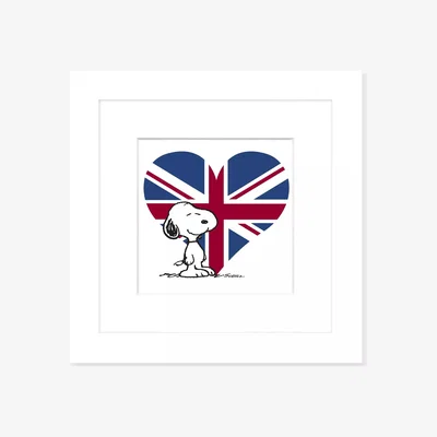 John Lewis John Lewis Peanuts 'Snoopy Union Jack' Framed Print & Mount, 23 x 23cm, Multi