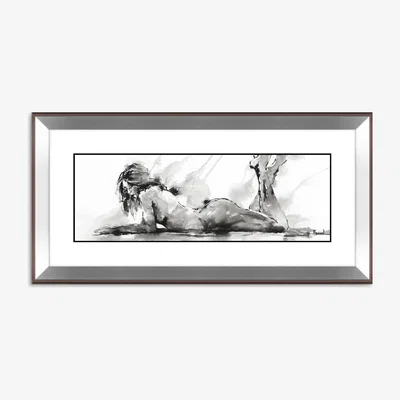 John Lewis John Lewis Joanne Boon Thomas 'Laying Down Lady' Framed Print & Mount, 55.5 x 110.5cm, Black/White