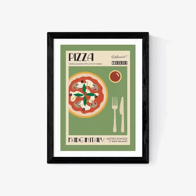 John Lewis EAST END PRINTS We Made Something Nice 'Pizza' Framed Print