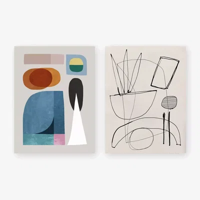 John Lewis EAST END PRINTS Dan Hobday 'Abstract Shapes' Unframed Print, Set of 2, 40 x 30cm, Multi