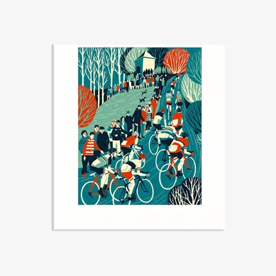 John Lewis Eliza Southwood - 'Le Tour 1' Cycling Unframed Print, 50 x 40cm, Blue/Red
