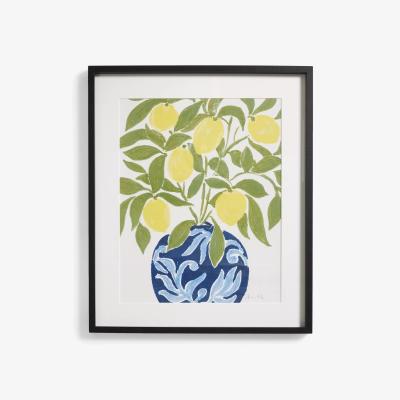 John Lewis John Lewis La Poire 'Sicily Lemons' Framed Print & Mount, 62 x 52cm, Green/Blue