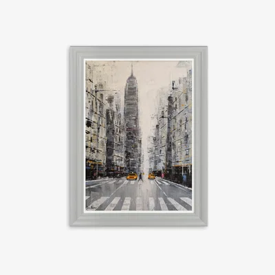John Lewis Jon Barker - Two Taxis New York Framed Print, 82 x 62cm, Grey/Multi