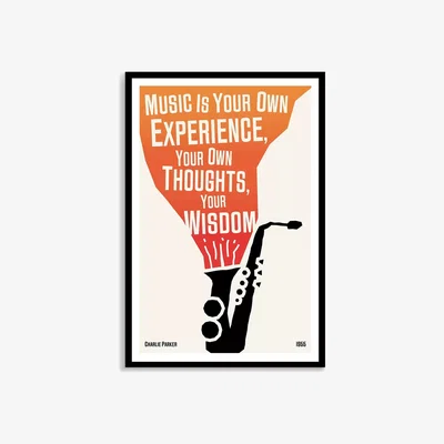 John Lewis John Lewis Dalston 606 'Charlie Parker' Saxophone Music Framed Print, 62 x 42cm, Multi