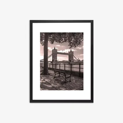 John Lewis Tower Bridge London Framed Print & Mount, 55.5 x 45.5, Black/White