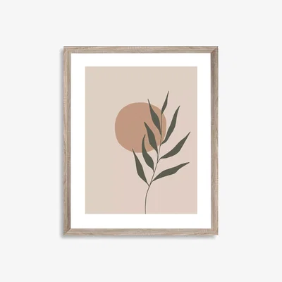 John Lewis Botanical Leaf Scandi Framed Print, 57 x 47cm, Brown