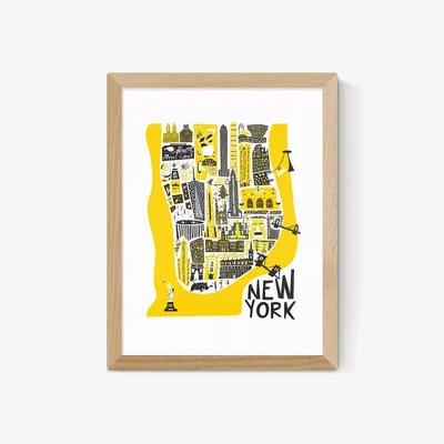 John Lewis EAST END PRINTS Fox & Velvet 'New York Map' Framed Print