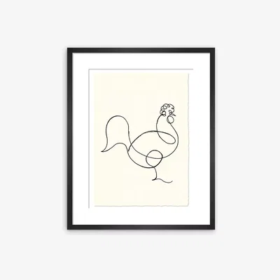 John Lewis Pablo Picasso - 'Coq' Rooster Sketch Framed Print, 47 x 37cm, Black/White