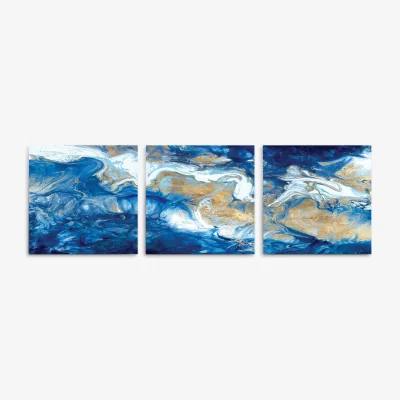 John Lewis Wendy Kroeker - 'Coral Reef' Canvas Print, Set of 3, 30 x 30cm, Blue