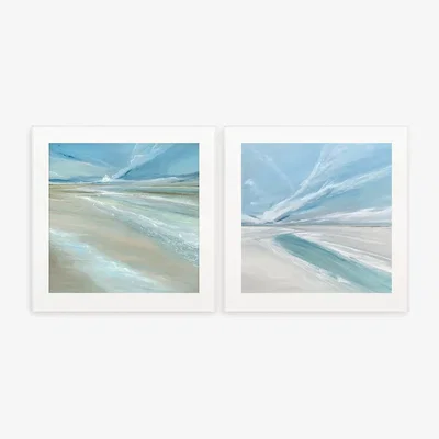 John Lewis Jane Skingly - Seascape Framed Print & Mount, 61.5 x 61.5cm, Set of 2, Blue