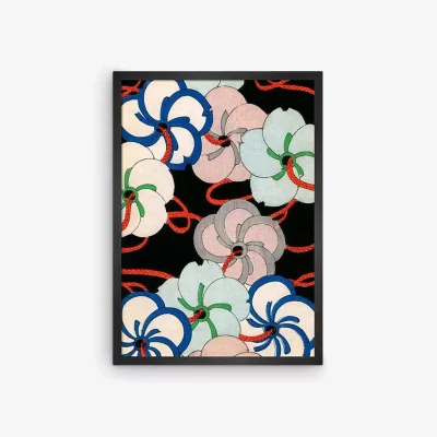 John Lewis Camelia Ornaments Floral Wood Framed Print, 70 x 50cm, Black/Multi