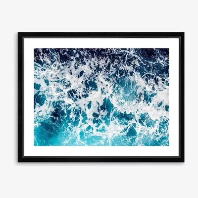 John Lewis Aqua 1 - Framed Print & Mount, 66 x 86cm, Blue