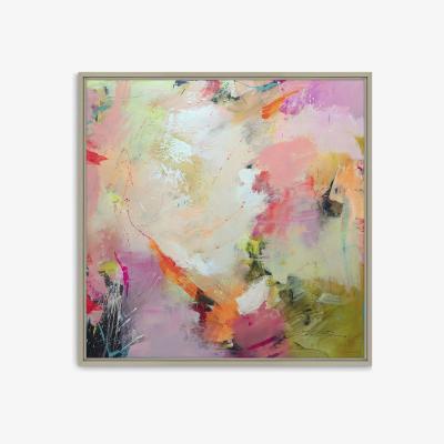 John Lewis John Lewis Natasha Barnes 'Cherry Blossom' Abstract Framed Canvas Print, 64 x 64cm, Pink/Multi