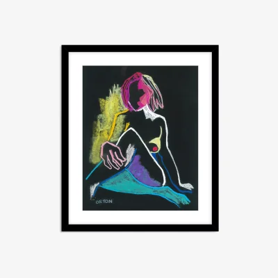 John Lewis Andrew Orton - 'Female Nude V' Framed Print & Mount, 63.5 x 53.5cm, Black/Multi