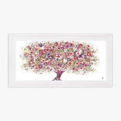 John Lewis Sara Otter - 'Tree of Love' Framed Print, 45 x 100cm, Pink/Multi