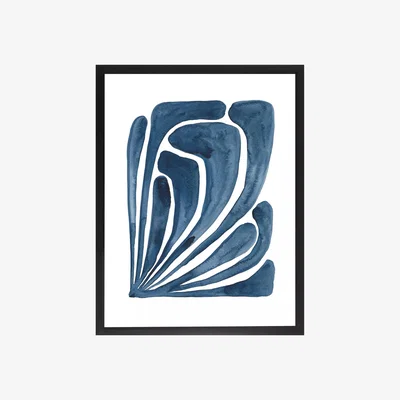 John Lewis Brookpace Lascelles 'Blue Leaf II' Framed Print, 66 x 55cm, Blue