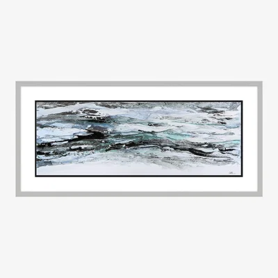 John Lewis Caroline Ashwood - Teal Peaks Framed Print, 48.5 x 103.5cm, Blue