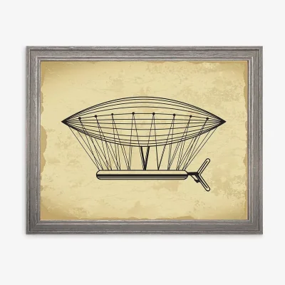 John Lewis Air Ship 'Travel V' Framed Print, 36 x 46cm, Brown