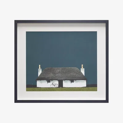 John Lewis Ron Lawson - Cottage And Bike, Framed Print, 45 x 52cm